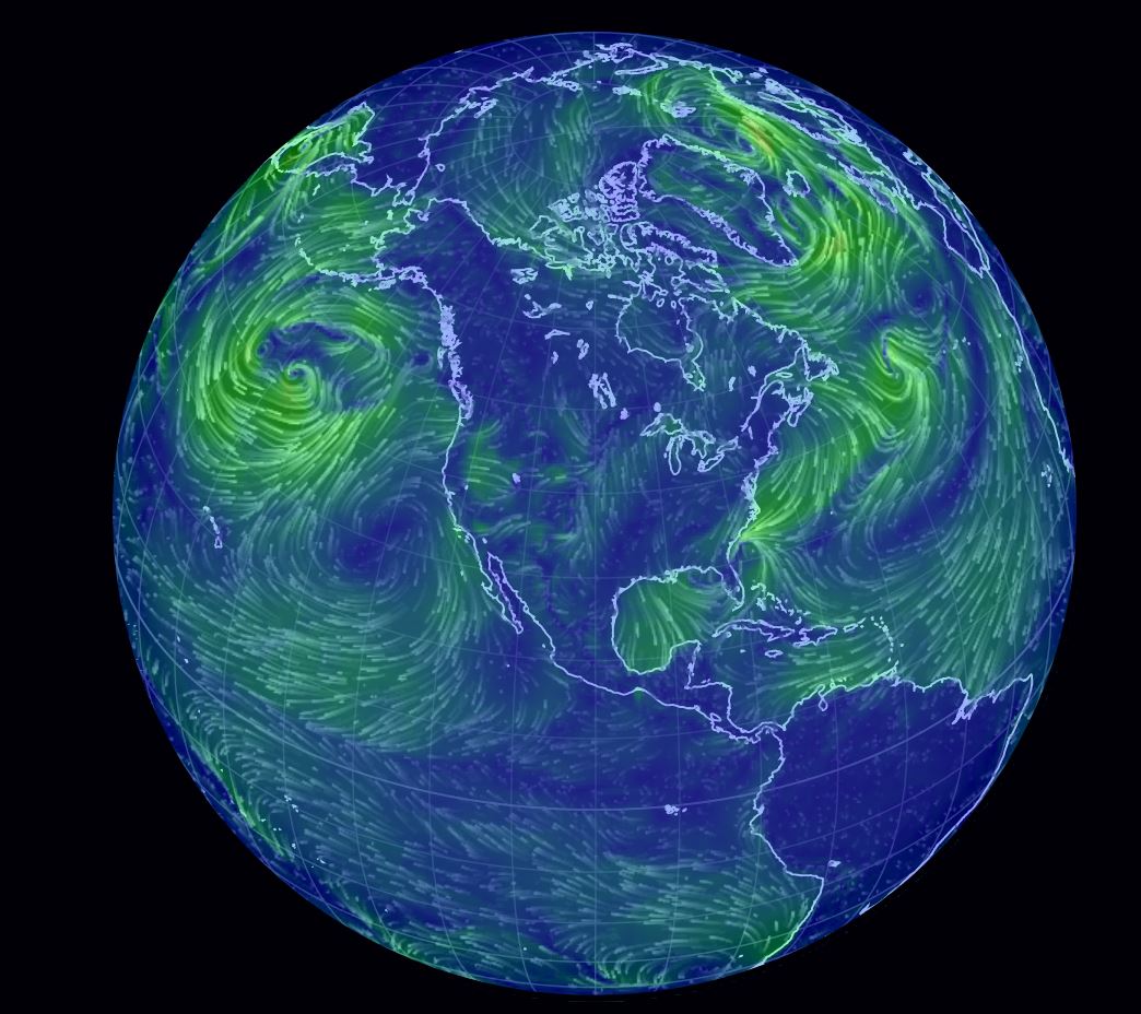 Real-time Global Wind and Ocean Current -Western Lens